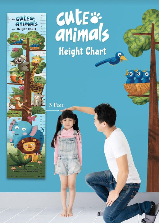 Cute Animals Height Chart: Growth Chart With Measuring Ruler and Stick-on Tape by Wonder House Books