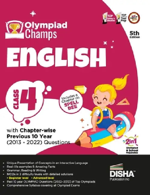 Olympiad Champs English Class 4 with Chapter-wise Previous 10 Year (2013 - 2022) Questions 5th Edition Complete Prep Guide with Theory, PYQs, Past & P by Disha Experts