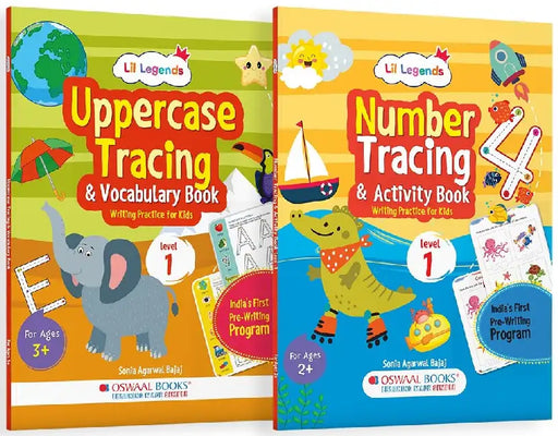 Oswaal Lil Legends Number Tracing & Activity Book + Uppercase Vocabulary Book for Kids  by Oswaal Editorial Board