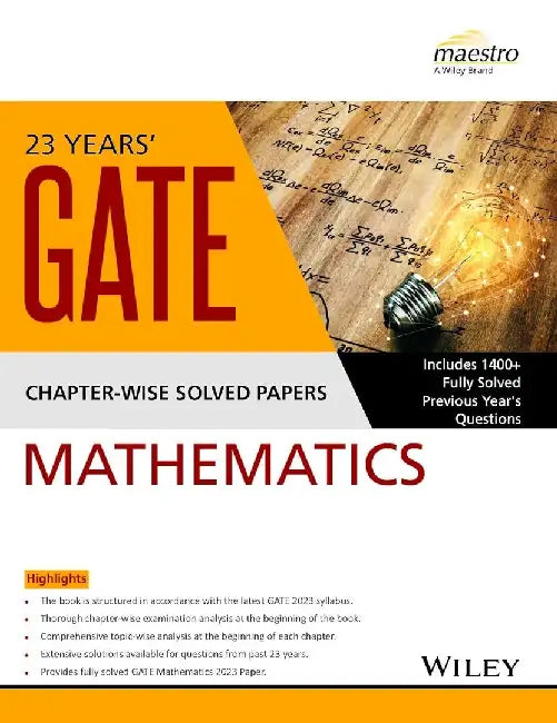 23 Years' Gate Mathematics Chapter-Wise Solved Papers (2000-2023) by Wiley India