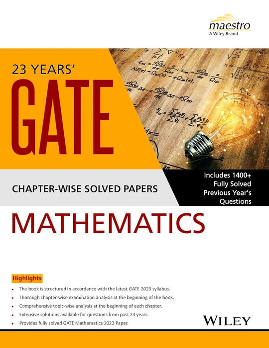 23 Years' Gate Mathematics Chapter-Wise Solved Papers (2000-2023) by Wiley India