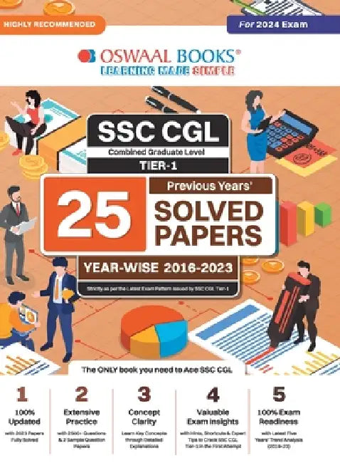 Oswaal SSC CGL (Combined Graduate Level) Tier-I 25 Previous Years Solved Papers Year-wise 2016-2023 For 2024 Exam by Oswaal Editorial Board