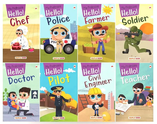 My Profession (Set Of 8 Books) (Illustrated) - Police, Pilot, Farmer, Engineer, Doctor, Chef, Soldier, Teacher - Professions Stories For Children - Age 3+ by Maple Press In House