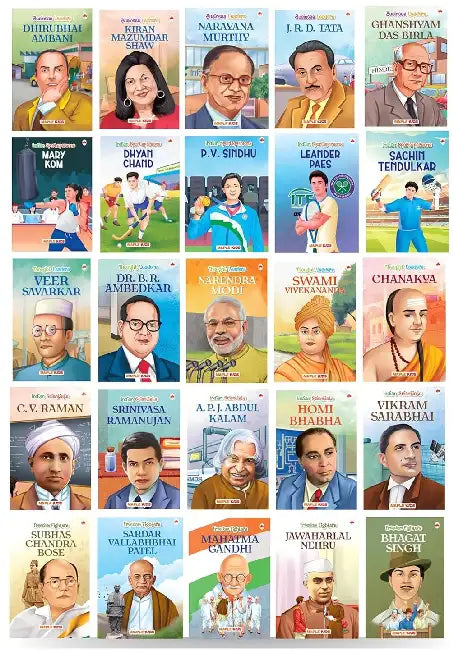 Story Books For Kids - Indian Famous Personalities (Set Of 25 Books) (Illustrated) - Scientists, Freedom Fighters, Thought Leaders, Sportspersons, Entrepreneurs - Biographies For Kids by Poonam Mittal