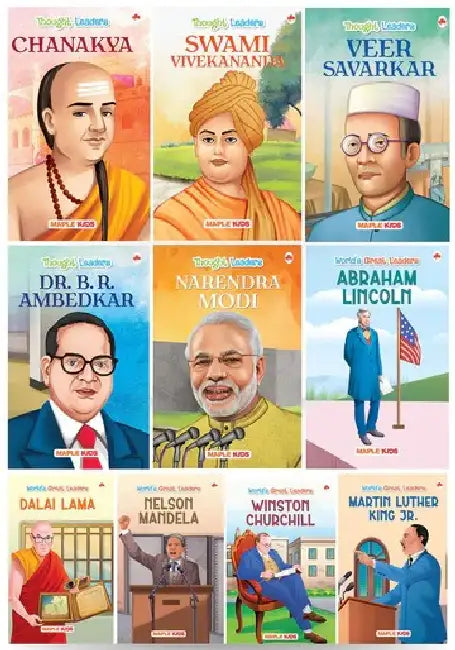 Story Books For Kids - Greatest Leaders (Set Of 10 Books) - Abraham Lincoln, Dalai Lama, Nelson Mandela, Winston Churchill, Martin Luther King Jr., Ambedkar, Chanakya, Vivekananda, Narendra Modi by Maple Press In House