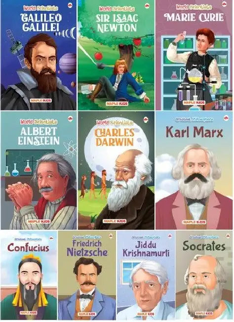 Story Books For Kids - Scientists And Philosophers (Set Of 10 Books) (Illustrated) - Einstein, Darwin, Marie Curie, Newton, Galileo, Marx, Confucius, Friedrich Etc. - Biographies For Kids - Age 6+ by Maple Press In House
