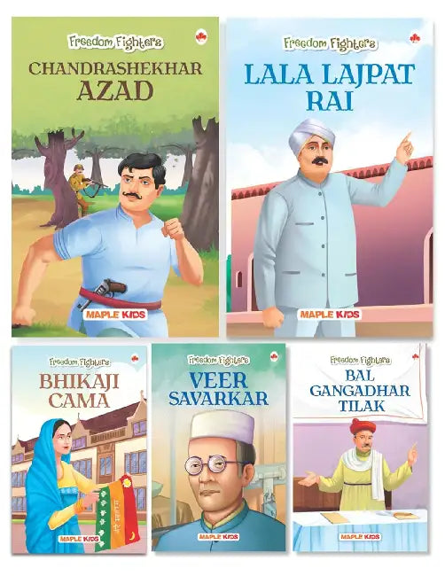 Story Books For Kids - Freedom Fighters (Set Of 5 Books) (Illustrated) - Chandra Shekhar Azad, Lala Lajpat Rai, Bhikaji Cama, Bal Gangadhar Tilak, Veer Savarkar - Biographies For Kids - Age 6+ by Maple Press In House