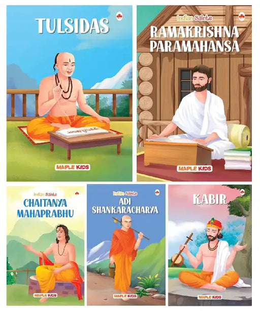 Story Books For Kids - Indian Saints (Set Of 5 Books) - Ramakrishna Paramahansa, Adi Shankaracharya, Chaitanya Mahaprabhu, Tulsidas, Kabir - Biographies For Children - Age 6+ by Maple Press In House