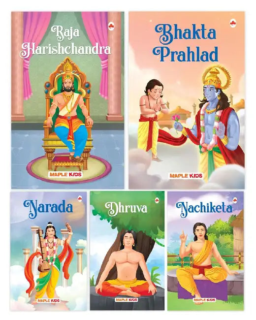Story Books For Kids (Set Of 5 Books) (Illustrated) - Mythology Books For Children - Nachiketa, Dhruva, Narada, Raja Harishchandra, Bhakta Prahlad - English Short Stories by Maple Press In House