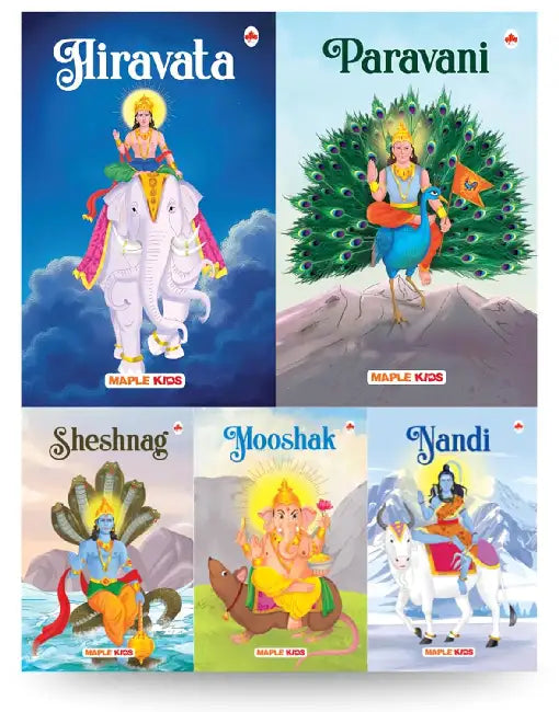 Gods Vehicles (Set Of 5 Books) - Nandi, Mooshak, Airavata, Paravani, Sheshnag by Maple Press In House