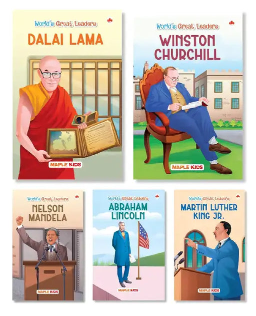 Story Books For Kids - World's Great Leaders (Set Of 5 Books) - Abraham Lincoln, Dalai Lama, Nelson Mandela, Winston Churchill, Martin Luther King Jr. - Biographies For Children - Age 6 + by Maple Press In House