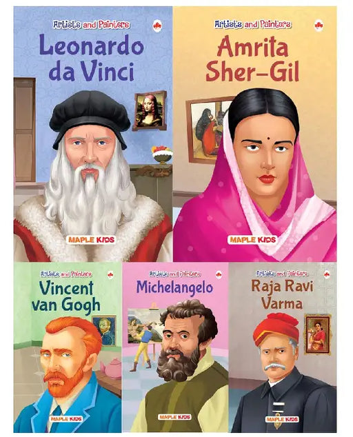 Story Books For Kids - Artists & Painters (Set Of 5 Books) - Raja Ravi Varma, Leonardo Da Vinci, Michelangelo, Vincent Van Gogh, Vincent Van Gogh, Amrita Sher-Gil - Biographies For Children - Age 6+ by Maple Press In House