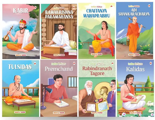 Story Books For Kids - Indian Saints And Writers (Set Of 8 Books) (Illustrated) - Ramakrishna Paramahansa, Shankaracharya, Chaitanya Mahaprabhu, Kabir, Kalidas, Premchand, Tagore, Tulsidas by Maple Press In House