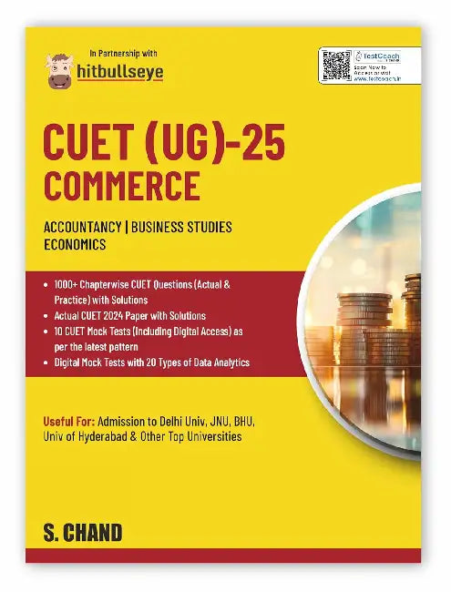 CUET (UG) Commerce Book 2025 | Accountancy | Business Studies | Economics | 1000+ Chapterwise CUET Questions | CUET Papers with Solutions | 10 Mock Tests | Digital Access on TestCoach | Hitbullseye by Bulls Eye Knowledge System