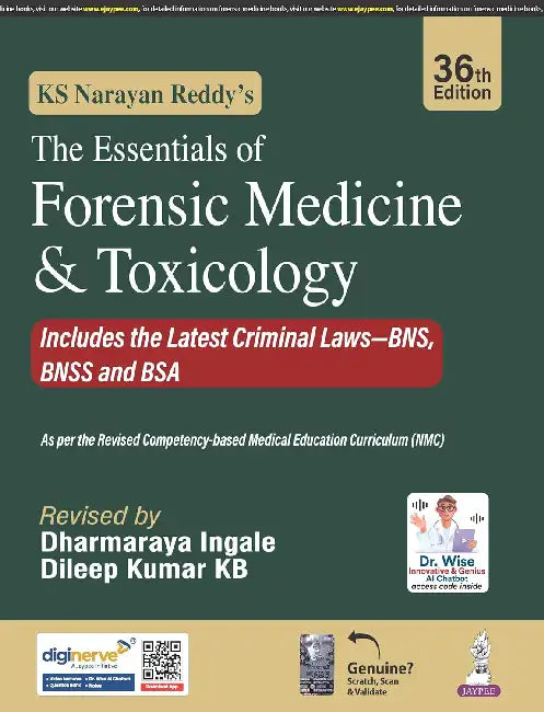 Ks Narayan Reddy's The Essentials Of Forensic Medicine & Toxicology by Dharmaraya Ingale