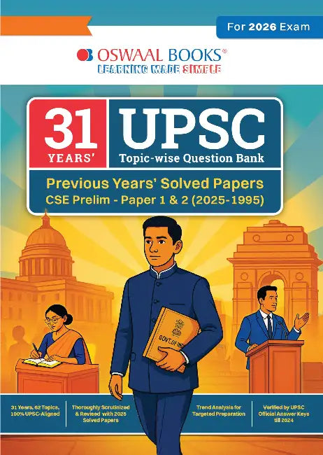 Oswaal 31 years UPSC Topic-wise Question Bank Previous Years Solved Papers CSE Prelim -Paper 1 & 2 (2025-1995) by Oswaal Editorial Board