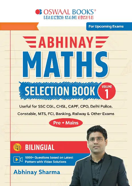 Abhinay Maths Selection Book – Vol. 1 Bilingual Workbook for SSC CGL, CHSL, CAPF & All Govt Exams Concept Based Qs with Video Solutions | Geometry, Mensuration, Coordinate Geometry (For Latest Exam) by Abhinay Sharma