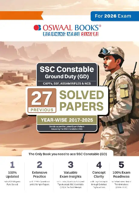 Oswaal SSC Constable Ground Duty (GD) CAPFs, SSF, ASSAM Rifles & NCB - 27 Previous Solved Papers |Year-Wise (2017 to 2025)| For 2026 Exam by Oswaal Editorial Board