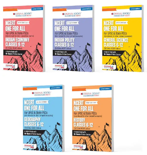Oswaal NCERT One for All Book For UPSC and State PSCs History, Geography, General Science, Indian Polity and Indian Economy (Set of 5 Books) Old and New NCERT Edition, Latest Edition by Oswaal Editorial Board
