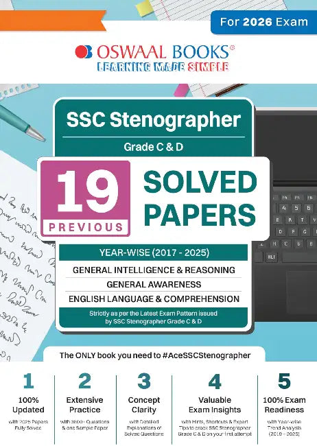 Oswaal SSC Staff Selection Commission Stenographer Grade C & D 19 Previous Years Solved Papers (2017 to 2025) (For 2026 Exam) by Oswaal Editorial Board
