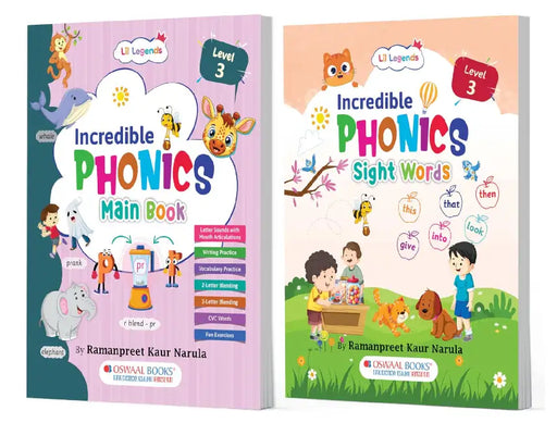 Oswaal Lil Legends Level 3 Reading Combo (2-Book Set) – Phonics Part 1 + Sight Words for Ages 5-8 | Build Fluent Reading, Decode With Confidence & Expand Word Power by Ramanpreet Kaur Narula