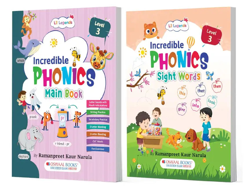Oswaal Lil Legends Level 3 Reading Combo (2-Book Set) – Phonics Part 1 + Sight Words for Ages 5-8 | Build Fluent Reading, Decode With Confidence & Expand Word Power by Ramanpreet Kaur Narula