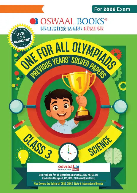 Oswaal One For All Olympiads Class 3 Science Prep-Guide Book | Chapter-wise Previous Years' Solved Papers | Questions for SOF NSO & Other Olympiad Exams 2026 |With Sample Practice Papers & Oswaal.AI by Oswaal Editorial Board
