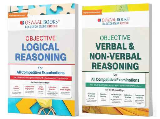 Objective Logical, Verbal & Non-Verbal Reasoning for All Competitive Exams | SSC, Banking, Defence, RRB, LIC, CAT & More (Set of 2 Boooks) by Oswaal Editorial Board