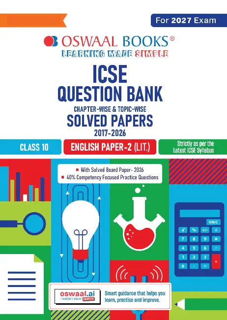 ICSE Question Bank Chapterwise Topicwise Solved Papers Class10 English Paper2 Literature For 2027 Exam by Oswaal Editorial Board