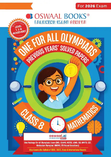 Oswaal One For All Olympiads Class 8 Maths Prep-Guide Book | Chapter-wise Previous Years' Solved Papers | Questions for SOF IMO & Other Olympiad Exams 2026 | With Sample Practice Papers & Oswaal.AI by Oswaal Editorial Board