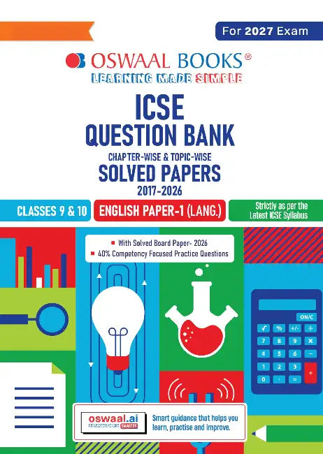 ICSE Question Bank Chapterwise Topicwise Solved Papers Classes 9 10 English Paper1 Language For 2027 Exam by Oswaal Editorial Board