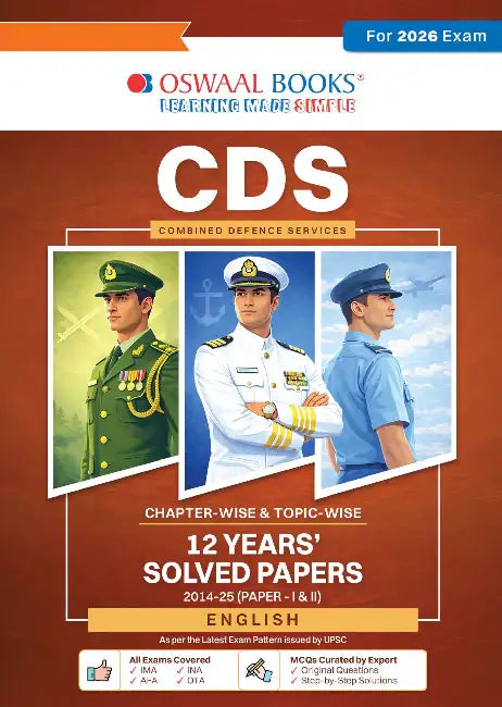 Oswaal CDS (Combined Defence Services) Chapter-wise & Topic-wise 12 Years' Solved Papers 2014-2025 (I &II) English by Oswaal Editorial Board