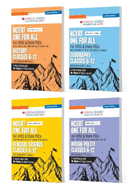 Oswaal NCERT One for All Book For UPSC and State PSCs History, Geography, General Science and Indian Polity (Set of 4 Books) (Old and New NCERT Edition) Latest Edition by Oswaal Editorial Board
