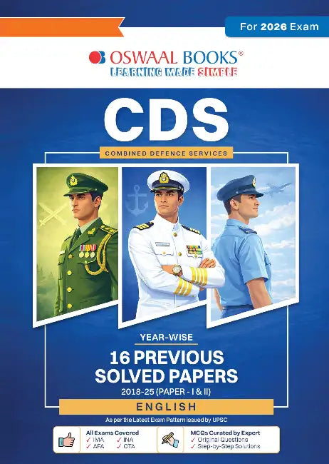 Oswaal CDS (Combined Defence Services) 16 Solved Papers Year-wise 2018-2025 (I & II) | English by Oswaal Editorial Board