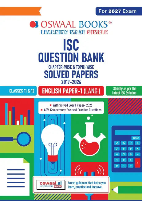 ISC Question Bank Chapterwise Topicwise Solved Papers Classes11 12 English Paper1 language For 2027 Exam by Oswaal Editorial Board