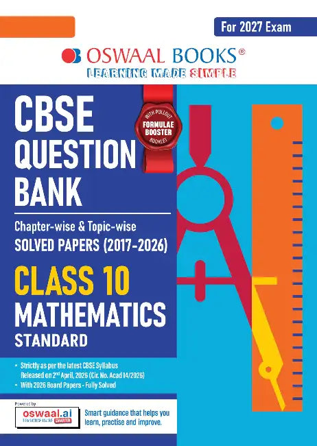 CBSE Question Bank Chapterwise Topicwise Solved Papers Mathematics Standard Class10 For 2027 Exam by Oswaal Editorial Board