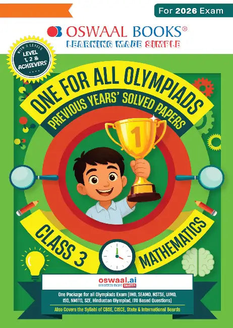 Oswaal One For All Olympiads Class 3 Maths Prep-Guide Book | Chapter-wise Previous Years' Solved Papers | Questions for SOF IMO & Other Olympiad Exams 2026 | With Sample Practice Papers & Oswaal.AI by Oswaal Editorial Board
