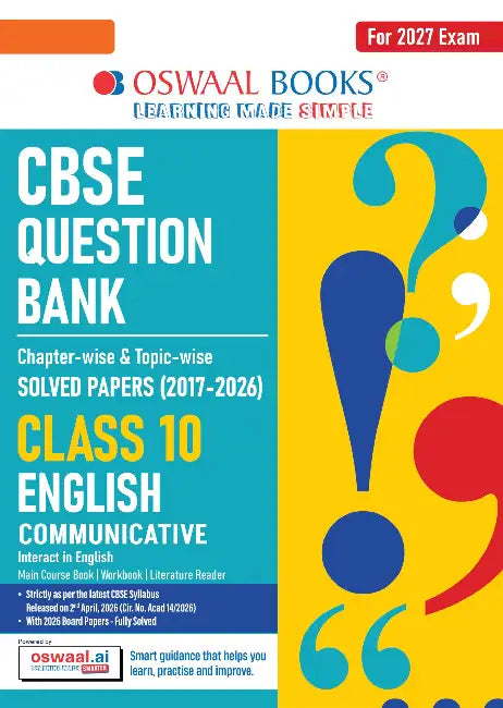 CBSE Question Bank Chapterwise Topicwise Solved Papers English Communicative Class10 For 2027 Exam by Oswaal Editorial Board