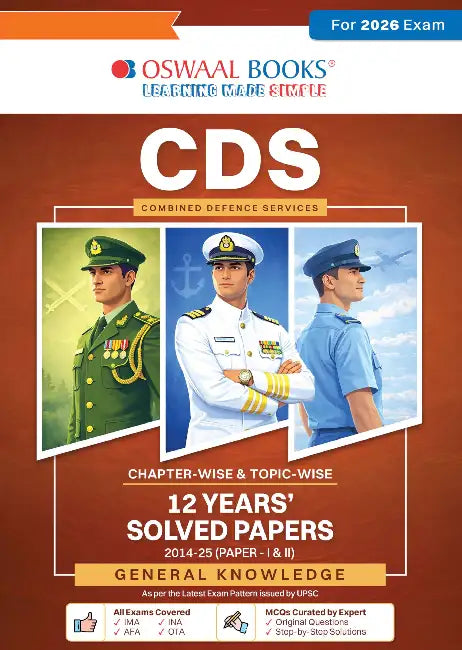 Oswaal CDS (Combined Defence Services) Chapter-wise & Topic-wise 12 Years' Solved Papers 2014-2025 (I &II) General Knowledge by Oswaal Editorial Board