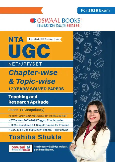Oswaal NTA UGC NET / JRF / SET Paper 1| 17 Years Chapter-Wise & Topic-Wise Solved Papers  by Toshiba Shukla