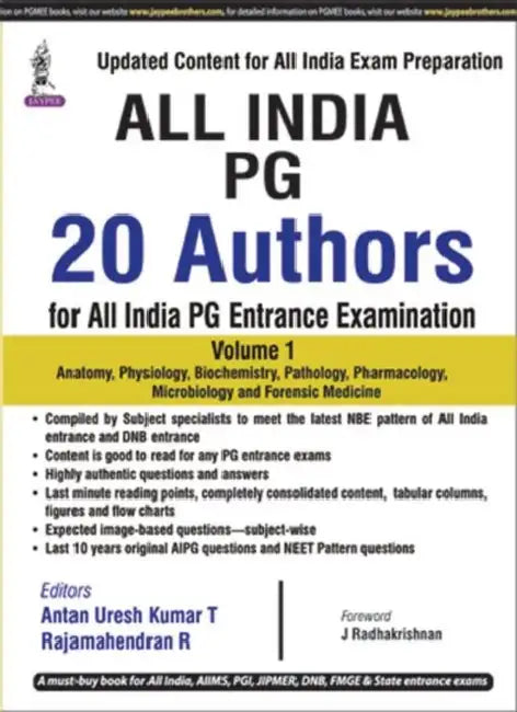 All India PG 20 Authors For All India Pg Entrance Examination by Antan Uresh Kumar T