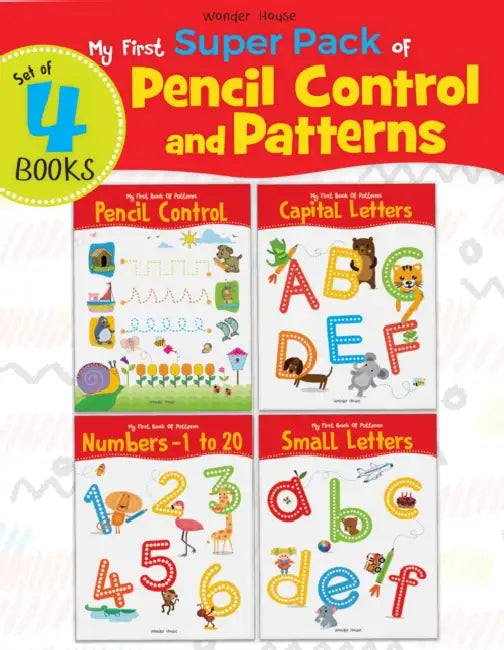 My First Super Boxset of Pencil Control and Patterns: Pack of 4 interactive activity books to practice Patterns, Numbers and Alphabet by Wonder House Books