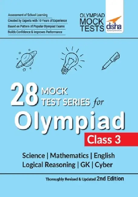 28 Mock Test Series for Olympiads Class 3 Science, Mathematics, English, Logical Reasoning, GK & Cyber 2nd Edition by Disha Experts