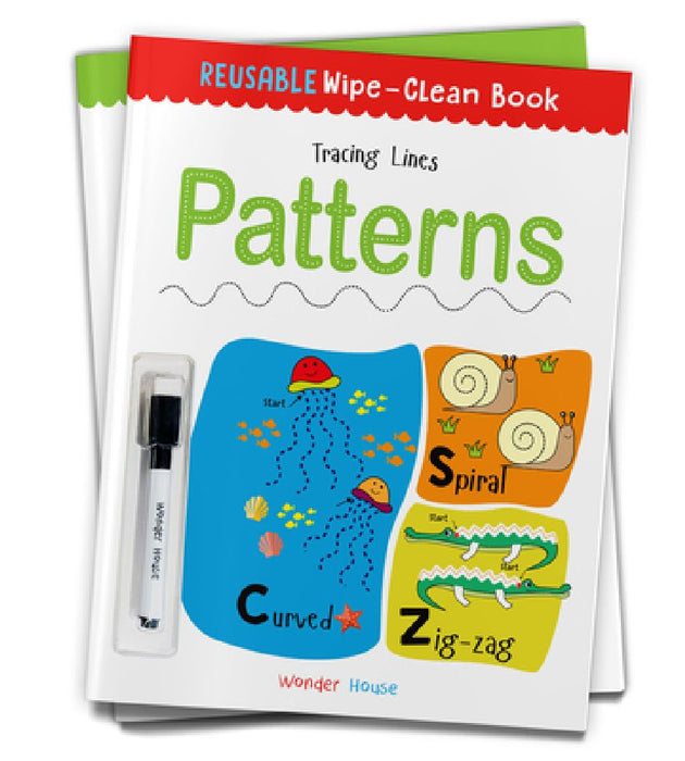 Reusable Wipe and Clean Book Tracing - Lines Patterns: Trace and Practice Patterns by Wonder House Books