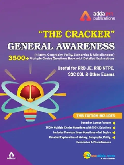 The Cracker General Awareness (History, Geography, Polity and others) MCQ Book for RRB JE, NTPC, RRC Group D and other Exams 2019 (In English Printed by Adda247