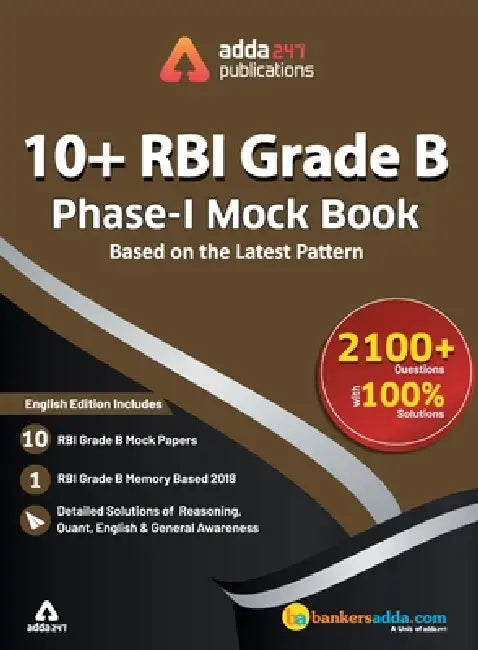 RBI Grade 'B' Phase I Mock Papers Practice Book by Adda247