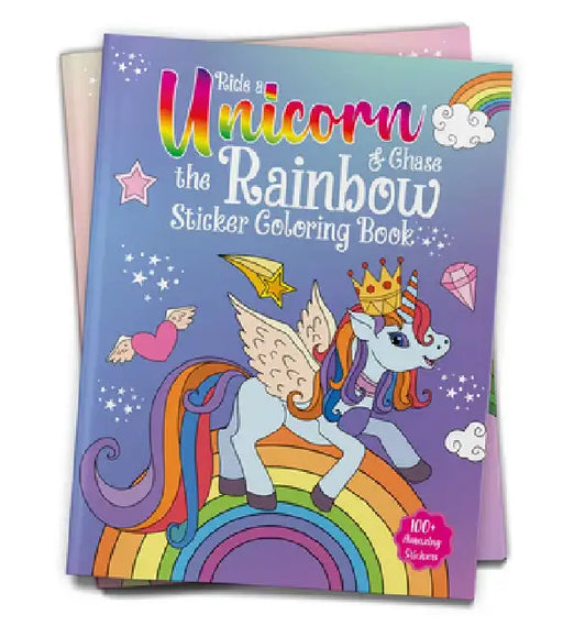 Ride a Unicorn and Chase the Rainbow - Sticker Coloring Book with 100+ Stickers: Fun Activity Book for Children by Wonder House Books