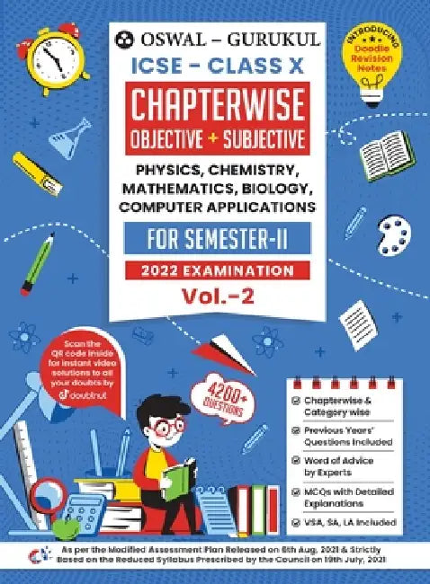 Oswal-Gurukul Chapterwise Objective + Subjective Vol II for Physics, Chemistry, Mathematics, Biology, Computer Applications: ICSE Class 10 for Semeste by Oswal, Gurukul