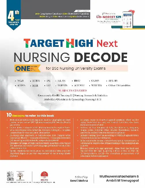 Target High Next Nursing Decode One Nation Bsc Book For Bsc Nursing University Exams 4Th Year Semester Vii & Viii Year by Muthuvenkatachalam S.