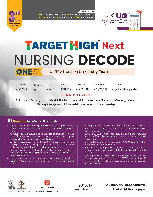 Target High Next Nursing Decode One Nation Bsc Book For Bsc Nursing University Exams 3Rd Year Semester V & Vi Year by Muthuvenkatachalam S.